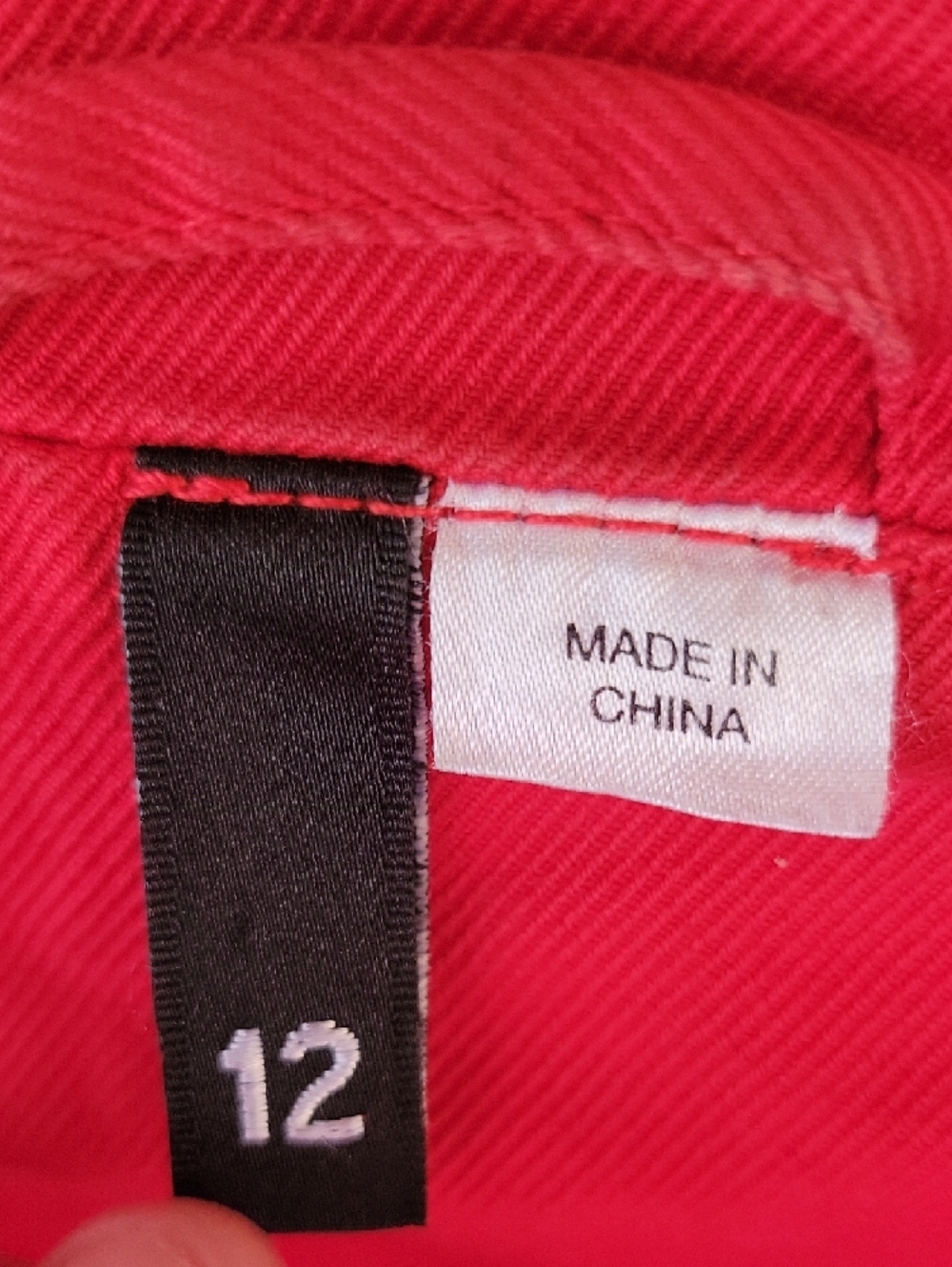 Divided Red Double-Breasted Jean Jacket - Picture 4 of 8